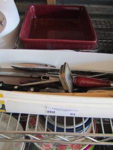 lot 91 image: misc. kitchen items utensils- casserole dishes