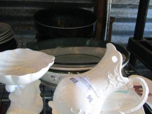 lot 96 image: handled pitcher- 2 spoon rest- serving bowls all sizes