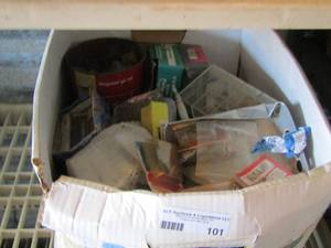 lot 101 image: large box mixed of screws nails clamps and more