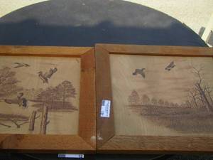lot 131 image: 1819 wooden frame duck art qty 2