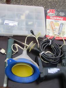 lot 133 image: mallet- funnels- drill- organizer with various size screws