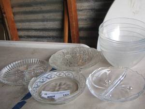 lot 152 image: qty 5 clear glass bowls- serving dishes qty 5 all between 6 &8