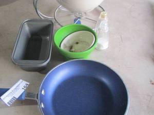 lot 164 image: Soup Tureen with ladle and stand- mini bread loaf pans- S&P shaker- 1 egg pan