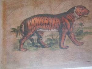 lot 47 image: Irene G. print of flower and butterfly- photo of a tiger