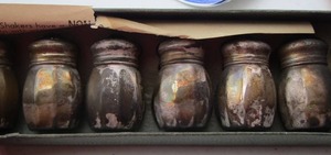 lot 59 image: Lord Silver Inc. Set of 6 Sterling Silver Salt & Pepper shakers in original pack