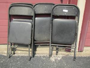 lot 187 image: set of black foldable chairs qty 4