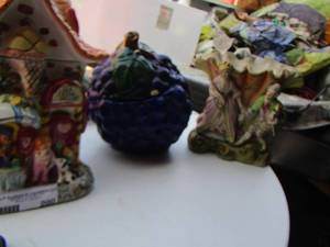 lot 200 image: ice cream polar covered cookie jar- grape covered cookie jar- male and female sculpture