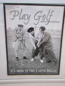 lot 25 image: Stooges metal wall picture saying is , Lotta balls , for the golf players