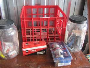 lot 71 image: used door locks - wire nuts- hinges
