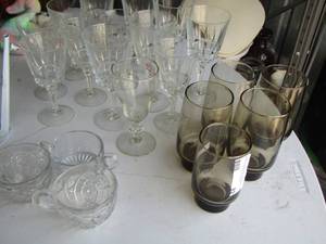 lot 82 image: large lot of drinking glasses and wine glasses