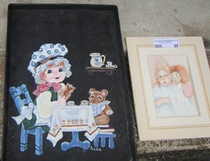 lot 88 image: GIRL & RAGGEDY ANN   and Raggedy Ann wall art by Kara