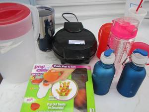 lot 112 image: water bottles- waffle maker- pop chef plus