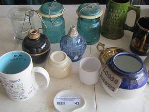 lot 143 image: misc. lot of all types of glass items