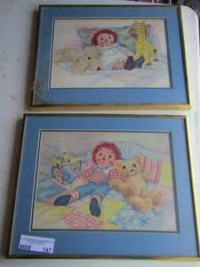 lot 147 image: Raggedy Ann wall art   QTY 2 by  JUANITA ALBRIGHT
