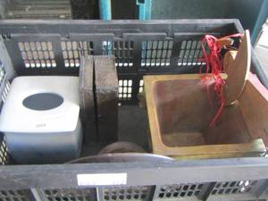 lot 172 image: tissue box covers- wooden wall shelf plus