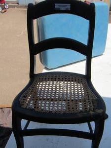 lot 242 image: childrens chair wooden with wicker seating