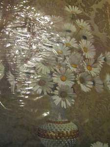 lot 21 image: Gerard Stemknowski painting in slip, white floral arrangement in vase beautiful piece of art- 3624