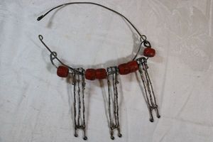 lot 113 image: True 1960s iconic brutalist and red coral bead choker necklace