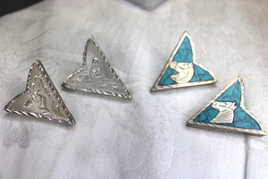 lot 54 image: (2) Sets of collar points. Both marked 925 Plated JFCM Jalisco Guad Mexico