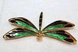 lot 21 image: Museum of Fine Arts Boston enamel dragonfly brooch w booklet