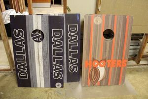 lot 132 image: Cornhole boards with LED lights (untested)