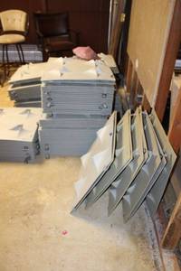 lot 136 image: Backdrop panels - hard plastic, has buckles