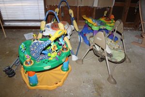 lot 171 image: Baby rocking swings and bouncy saucers plus folding stroller