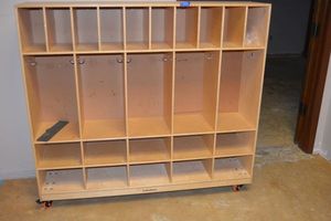 lot 179 image: Rolling Lakeshore preschool cubbies storage unit