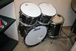 lot 118 image: 4 piece Drum set as shown - 3 black Ludwig, 1 green Yamaha