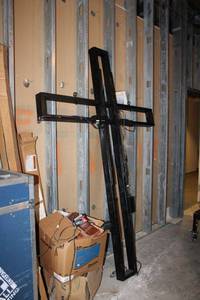 lot 206 image: Light-up cross made out of 2x4 boards. Approx. 65x96x4. Has DMX512 decoder