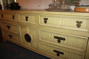 lot 15 image: Vintage mid-century Blonde colored dresser by DIXIE