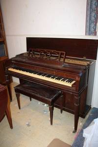 lot 50 image: Piano by Cable-Nelson # 202536 plus music in bench and plastic composer statues