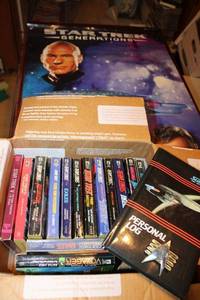 lot 83 image: Star Trek books, Star Fleet emblem, personal log and poster