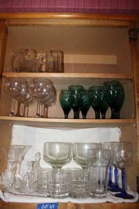 lot 69 image: Glassware green glass set, and barware