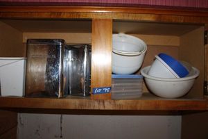 lot 75 image: Plastic bowls and chrome cannisters