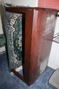 lot 97 image: Coffee table with rug nailed to the legs