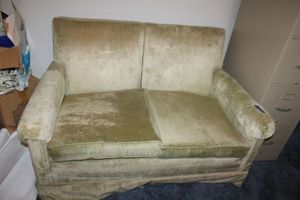lot 100 image: Mid-century Loveseat (includes cover under the cushions)