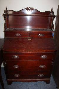 lot 134 image: Antique Colonial style writing desk, possibly late1800s or early 1900s.