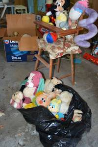lot 45 image: Vintage plush toys and doll high chair