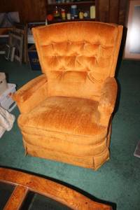 lot 241 image: Vintage La-Z-Boy orange rocking recliner