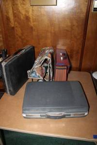 lot 192 image: Hardcase briefcases, accordion file and rolling shopping bag