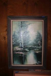 lot 221 image: Wall art Large framed painting signed by artist. 24x36 frame