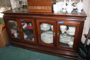 lot 261 image: Glass door Buffet cabinet with glass inserts only
