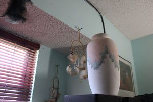 lot 302 image: Native American items bow, dream catchers, vase plus Vermont poster