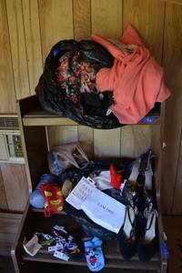 lot 336 image: Womens clothes, hi-heel shoes size 9, Disney socks and more