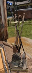 lot 348 image: Fireplace tool set and glass shelves