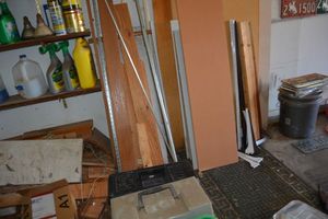 lot 378 image: Construction wood pieces and shelves