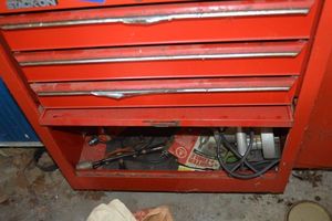 lot 389 image: Tools 4 drawers - Robo-Grip plyers, hammer, outlet covers, circular saw, power hand drill