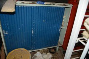 lot 393 image: Garage storage cabinet and contents