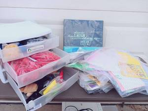 lot 48 image: Large Bulk Crafting Set with Colorbok Scrapbook Album, Cutouts, Tools, and 3 Drawer Storage Bin